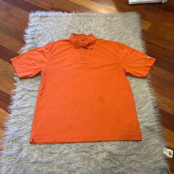 Nike golf men’s orange logo‎ polyester shorts sleeveless polo size large - Picture 1 of 9